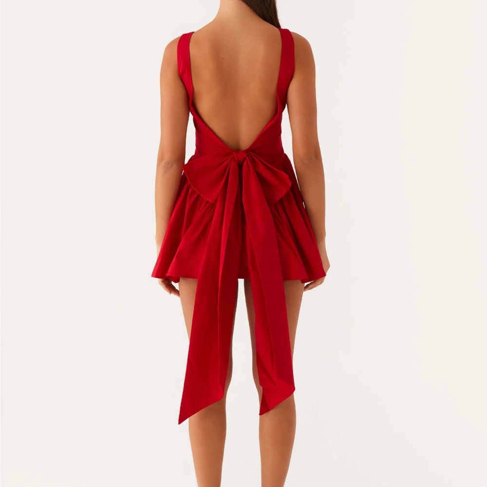Peppermayo Red Backless Tie Front Sundress